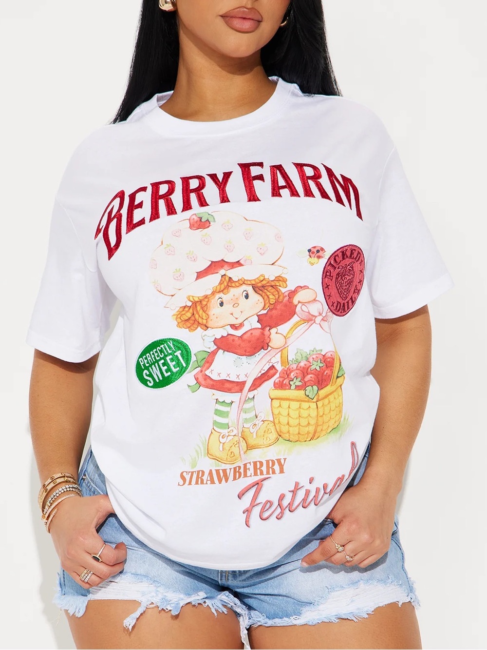 Strawberry Shortcake Berry Farm White Short Sleeve T Shirt Size L
